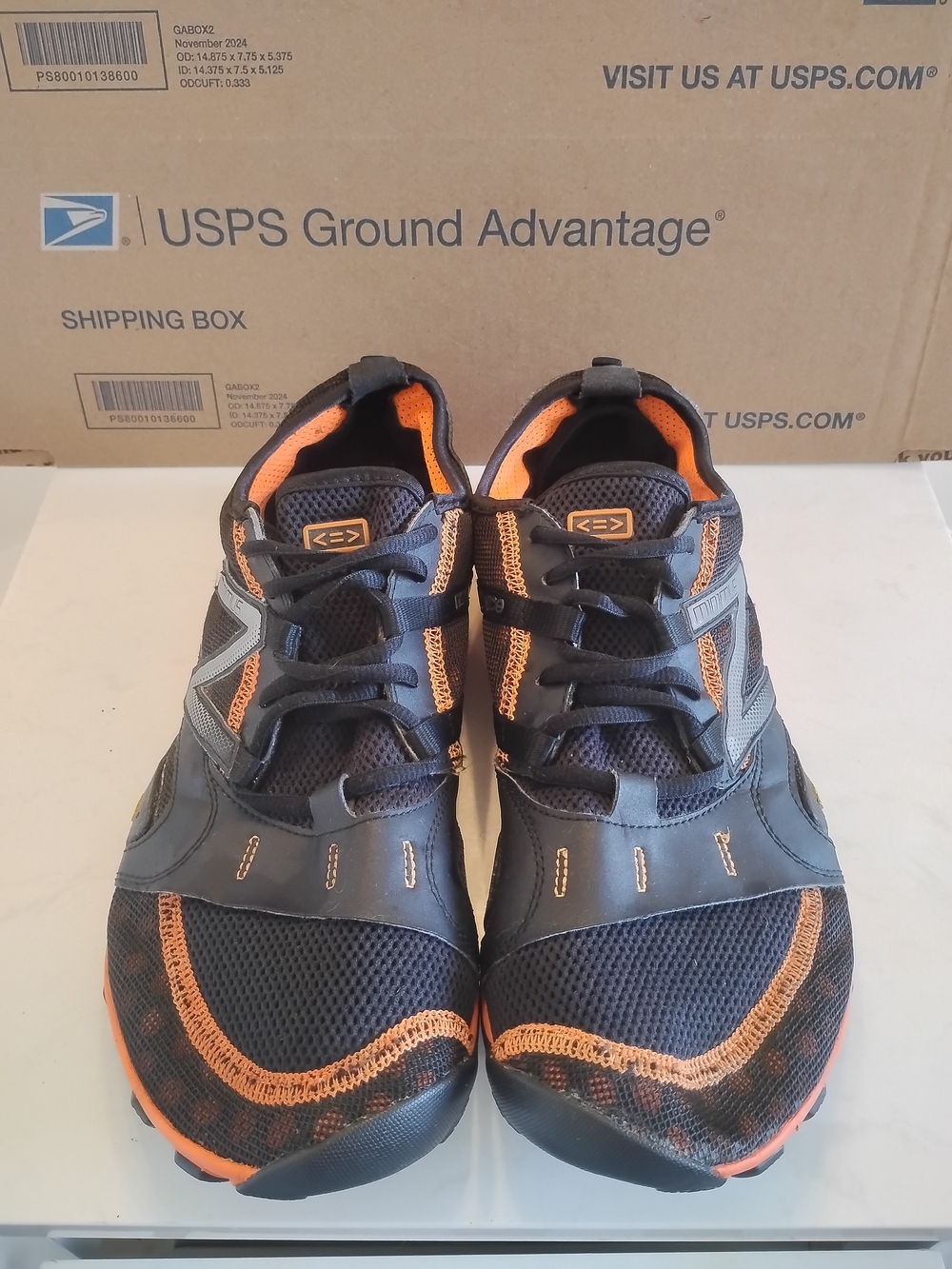 New Balance Minimus Trail Shoes Mens 11 Vibram Black Orange Lightweight